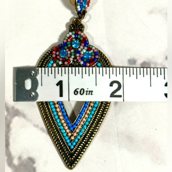 Beautiful unique blue/green statement earrings - Picture 6 of 8